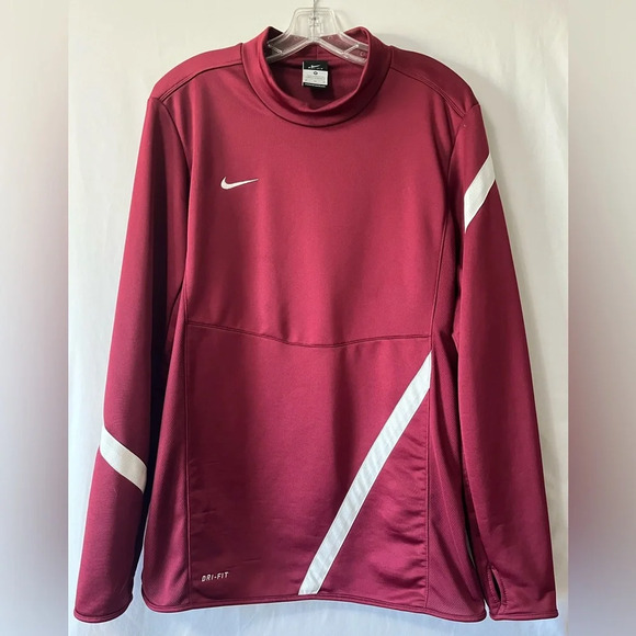 Men’s Nike Dri Fit Long Sleeve Maroon and White Pullover Size Medium - Picture 1 of 8